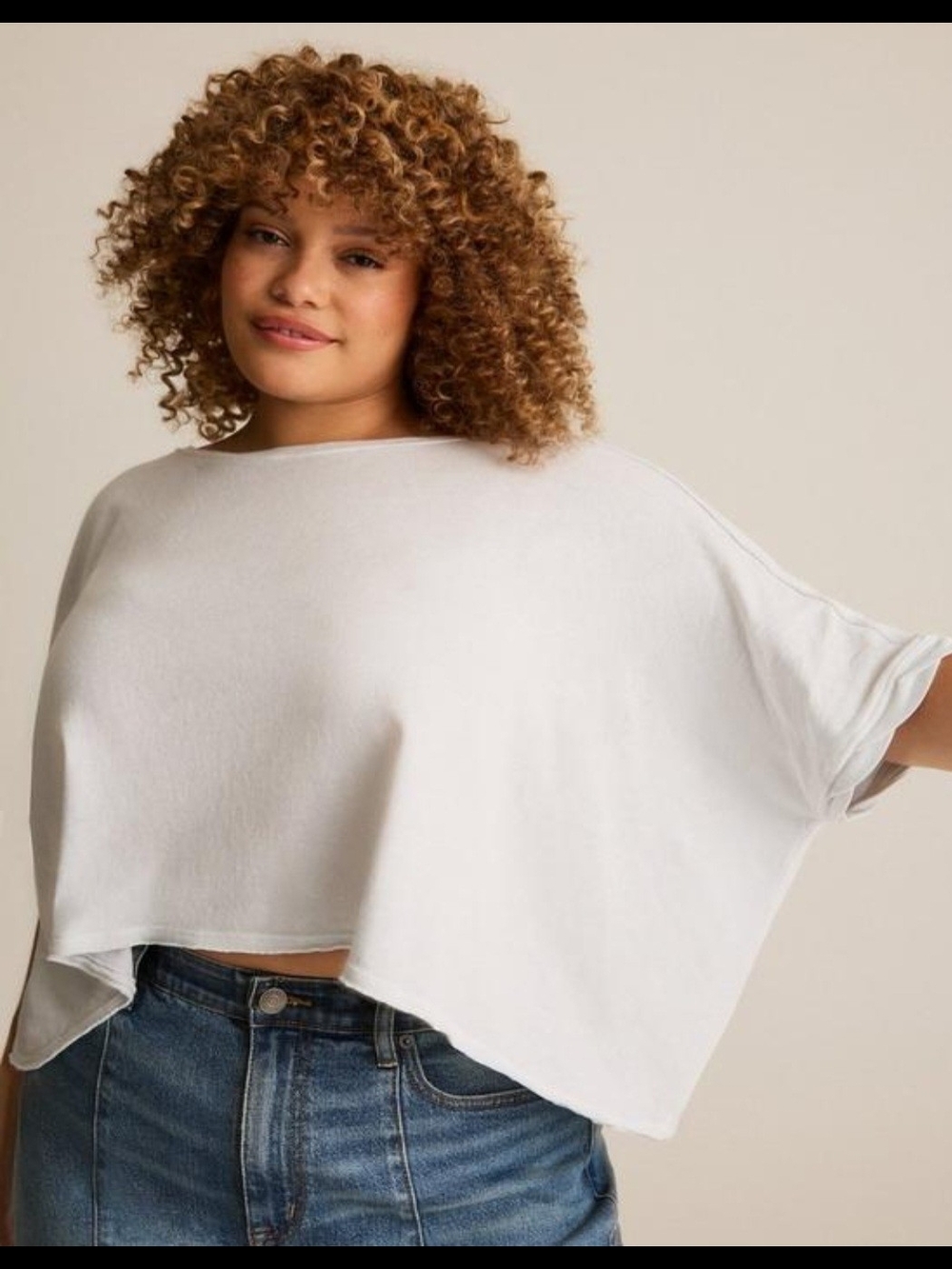 torrid Festti Oversize Pearl Blue Boxy Boatneck Crop Tee